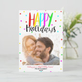 ハッピーホリデーカラフルドットフォト 招待状 (スタンド正面)