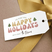 ハッピーホリデーカラフルレトロノスタルジアクリスマス ギフトタグ