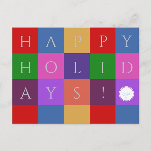 ハッピーホリデーカラフル幾何学的ビジネスロゴ シーズンポストカード (正面)