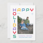 ハッピーホリデーカラフル – 編集可能なホリデーフォト シーズンカード (正面)