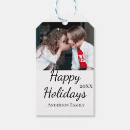 ハッピーホリデーキッズ家族の写真モダンギフト文字 ギフトタグ