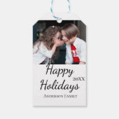 ハッピーホリデーキッズ家族の写真モダンギフト文字 ギフトタグ (裏面)