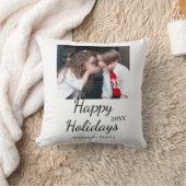 ハッピーホリデーキッズ家族の写真モダンギフト文字 クッション (ブランケット)
