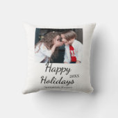 ハッピーホリデーキッズ家族の写真モダンギフト文字 クッション (裏面)