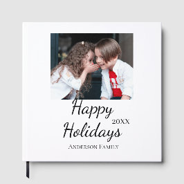 ハッピーホリデーキッズ家族の写真モダンギフト文字 ゲストブック