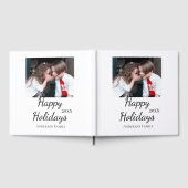 ハッピーホリデーキッズ家族の写真モダンギフト文字 ゲストブック (全面)