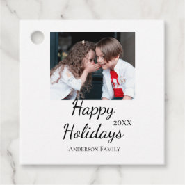 ハッピーホリデーキッズ家族の写真モダンギフト文字 フェイバータグ