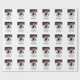 ハッピーホリデーキッズ家族の写真モダンギフト文字 ラッピングペーパー