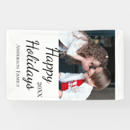 ハッピーホリデーキッズ家族の写真モダンギフト文字 横断幕