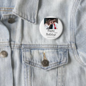 ハッピーホリデーキッズ家族の写真モダンギフト文字 缶バッジ (インサイチュ)