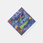 ハッピーホリデークラシッククリスマスのアイコン水色 スタンダードカクテルナプキン (角)