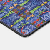 ハッピーホリデークラシッククリスマスのアイコン水色 デスクマット (コーナー)