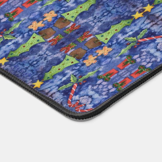 ハッピーホリデークラシッククリスマスのアイコン水色 デスクマット (コーナー)