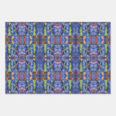 ハッピーホリデークラシッククリスマスのアイコン水色 ラッピングペーパーシート (正面)