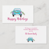 ハッピーホリデークラシックズカーウォーターカラー エンクロージャーカード (正面/裏面)