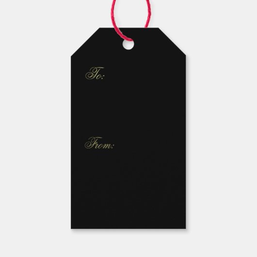 ハッピーホリデークラシックズ黒と金ゴールドギフトラベル ギフトタグ (裏面)