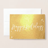 ハッピーホリデークラシックタイポグラフィデザイン 箔カード (封筒付き正面)