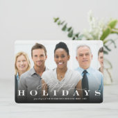 ハッピーホリデークラシックタイポグラフィ写真企業の シーズンカード (スタンド正面)