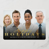 ハッピーホリデークラシックタイポグラフィ写真企業の 箔シーズンカード (正面)
