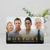 ハッピーホリデークラシックタイポグラフィ写真企業の 箔シーズンカード (立ち正面)