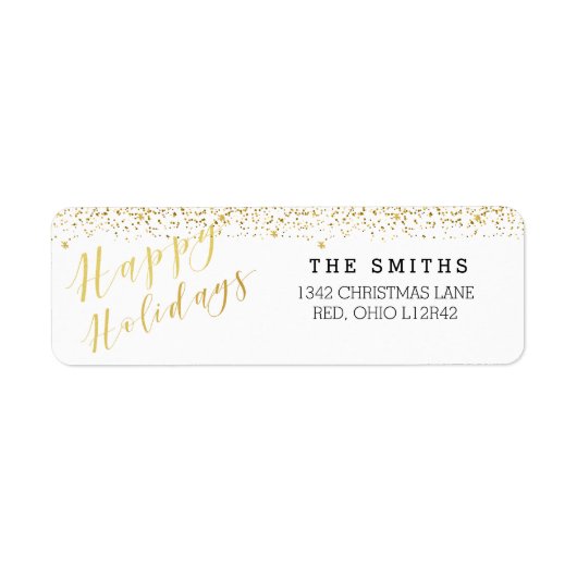 ハッピーホリデークラシックタイポグラフィ&グリッター ラベル (正面)