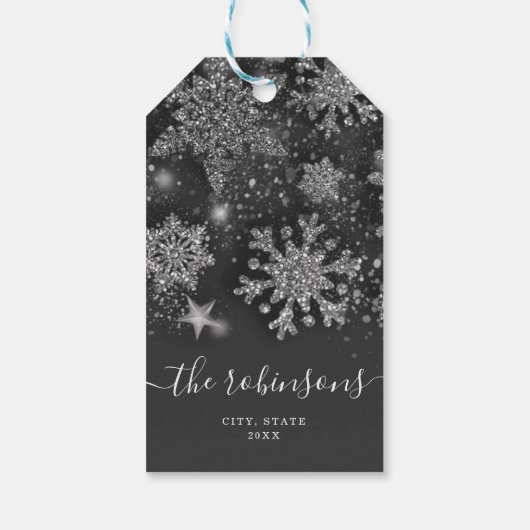 ハッピーホリデークリスマスグリッターシルバーNo Photo ギフトタグ (裏面)