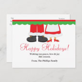 ハッピーホリデークリスマスサンタクロース&ミセス葉書 シーズンポストカード (正面/裏面)