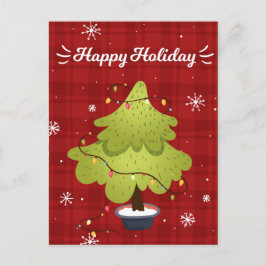 ハッピーホリデークリスマスツリーホリデーカード シーズンポストカード
