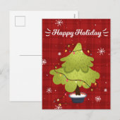 ハッピーホリデークリスマスツリーホリデーカード シーズンポストカード (正面/裏面)