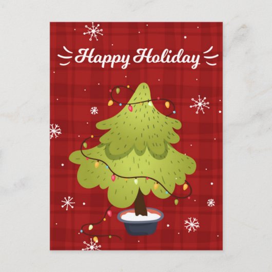 ハッピーホリデークリスマスツリーホリデーカード シーズンポストカード (正面)