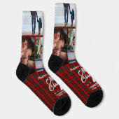 ハッピーホリデークリスマスフォトコラージュ名前をカスタムする ソックス (右)