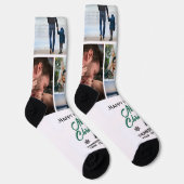 ハッピーホリデークリスマスフォトコラージュ名前をカスタムする ソックス (右)