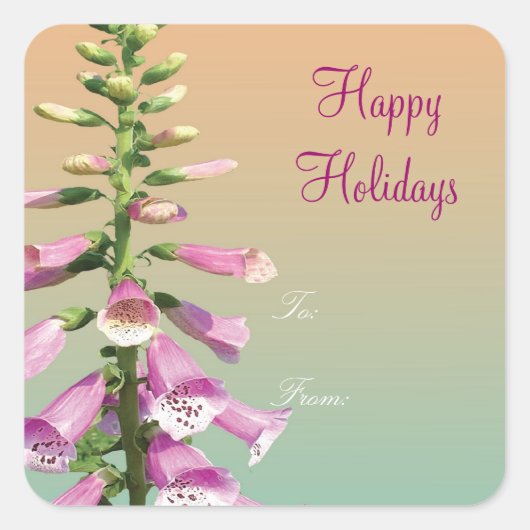 ハッピーホリデークリスマスプレゼントのラップラベル。 スクエアシール (正面)