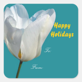 ハッピーホリデークリスマスプレゼントのラップラベル。 スクエアシール