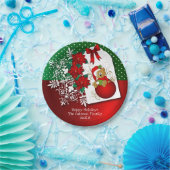 ハッピーホリデークリスマスベア ペーパープレート (パーティー)