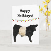 ハッピーホリデークリスマスベルテッドガロウェイベルティカウズ カード (黄色い花)