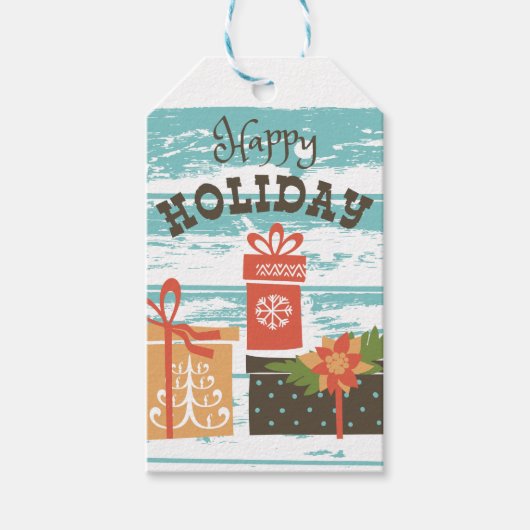 ハッピーホリデークリスマスホリデープレゼント ギフトタグ (正面)