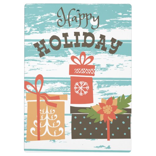 ハッピーホリデークリスマスホリデープレゼント クリップボード (裏面)