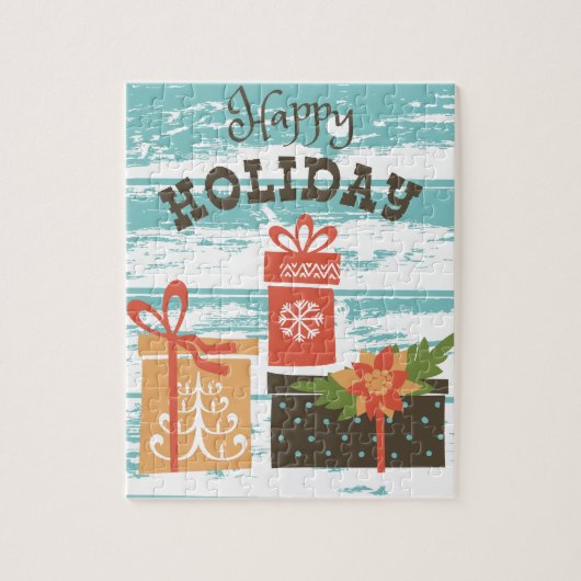ハッピーホリデークリスマスホリデープレゼント ジグソーパズル (縦)