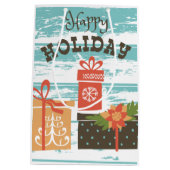 ハッピーホリデークリスマスホリデープレゼント ミディアムペーパーバッグ (裏面)