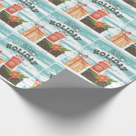 ハッピーホリデークリスマスホリデープレゼント ラッピングペーパー