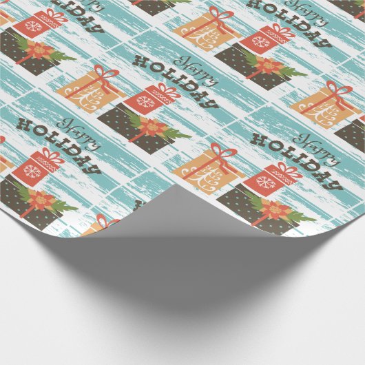 ハッピーホリデークリスマスホリデープレゼント ラッピングペーパー (角)