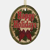 ハッピーホリデークリスマスリース セラミックオーナメント (右)