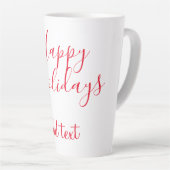 ハッピーホリデークリスマスレッド書道シンプルmi カフェラテマグ (右アングル)