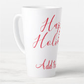 ハッピーホリデークリスマスレッド書道シンプルmi カフェラテマグ (左アングル)