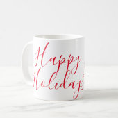 ハッピーホリデークリスマスレッド書道シンプルmi コーヒーマグカップ (正面左)