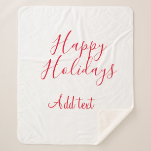 ハッピーホリデークリスマスレッド書道シンプルmi シェルパブランケット