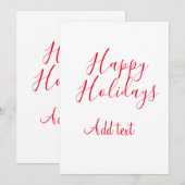 ハッピーホリデークリスマスレッド書道シンプルmi シーズンカード (正面/裏面)