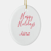 ハッピーホリデークリスマスレッド書道シンプルmi セラミックオーナメント (右)