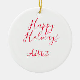 ハッピーホリデークリスマスレッド書道シンプルmi セラミックオーナメント